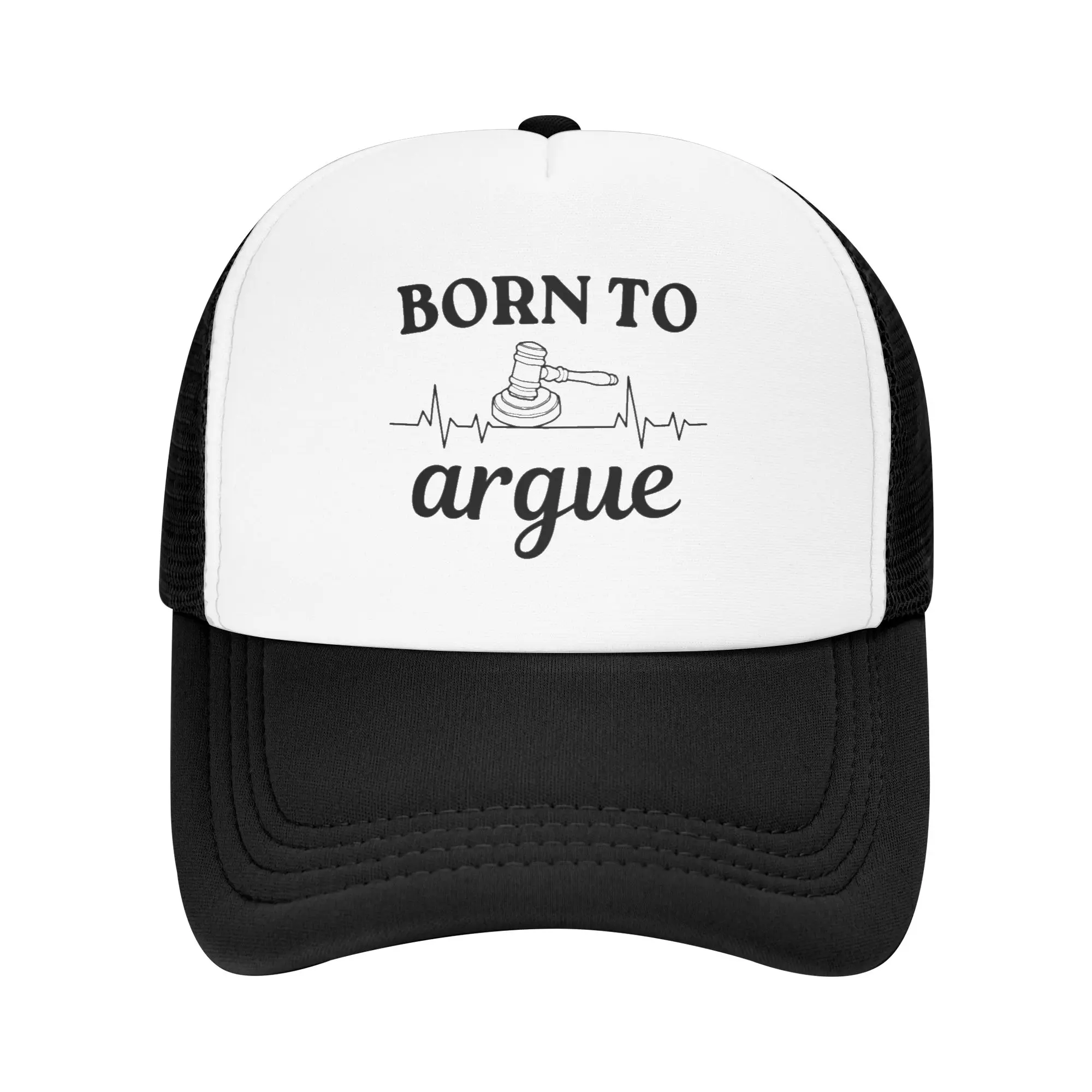 Casquette de baseball en maille avec citation d'avocat « Born To Argue » dessinée à la main, design amusant et tendance, casquettes simples et polyvalentes pour hommes