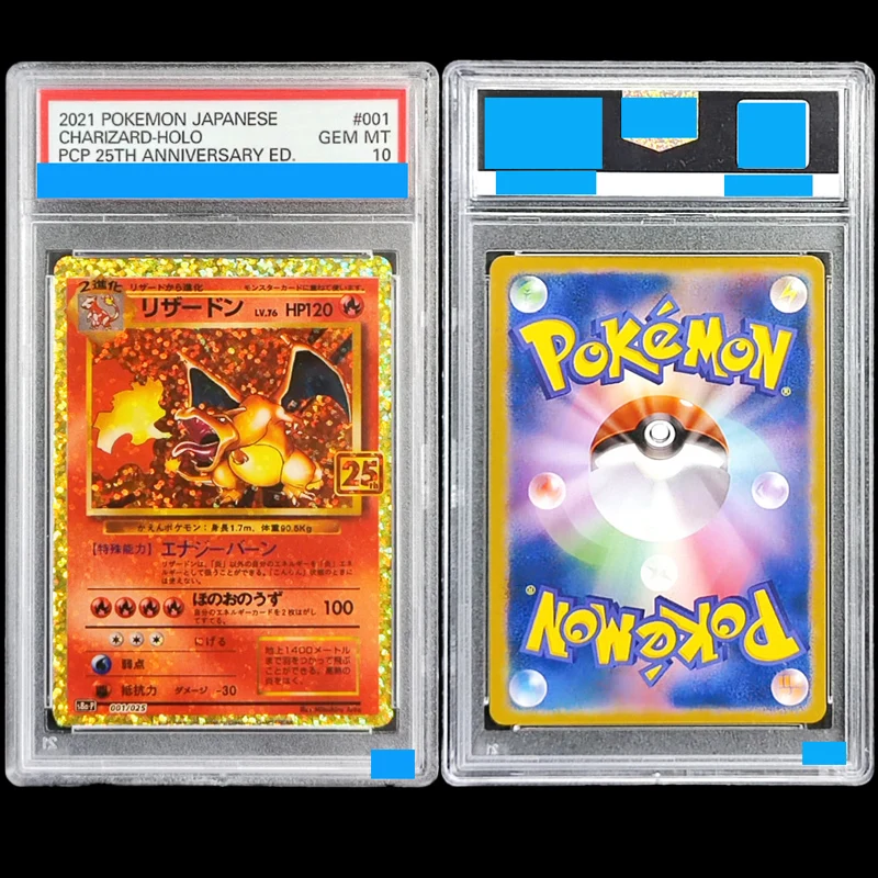 Paquete de Cartas Promocionales Japonesas de Pokémon DIY 2021, Edición del 25 Aniversario # Tarjeta Coleccionable Charizard-Holo Grading 10, Número 001