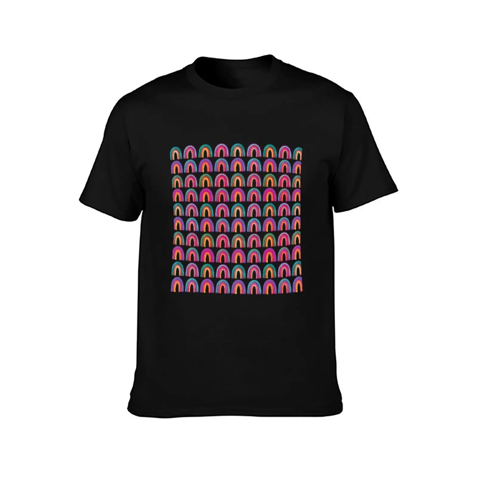 Bright Rainbows T-Shirt Summer Casual Cotton Tee Oversized Streetwear Tops Vintage Graphic Print Loose Fit Short Sleeve