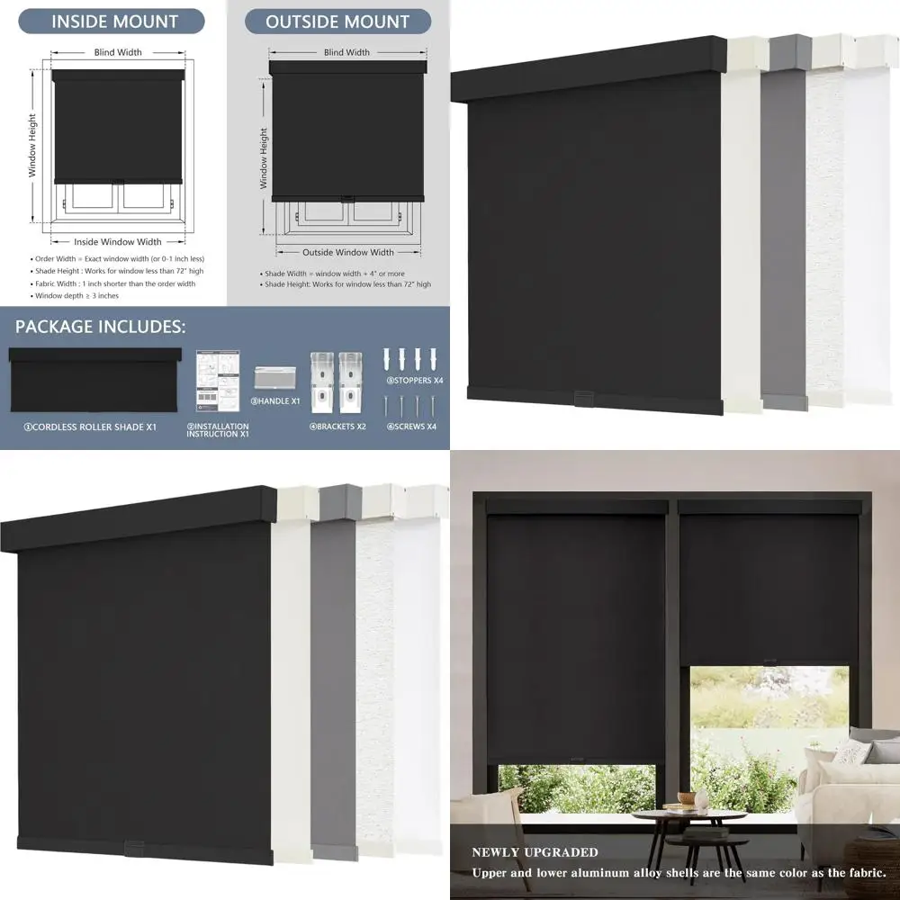

Cordless Blackout Woven Shades with Valance, Thermal Insulation and UV Protection, 30x72 for Home and Office