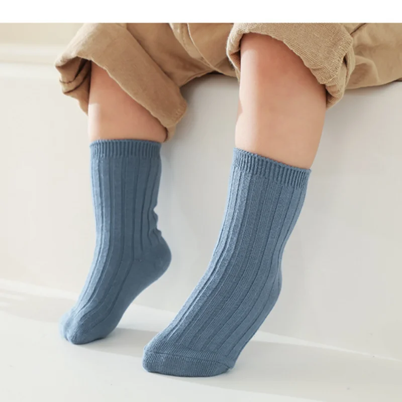 0-8T Children\'s Baby Socks For Girls Boys Cotton Solid Kids Short Socks Spring Autumn Striped Toddler Sport Sock Accessories New