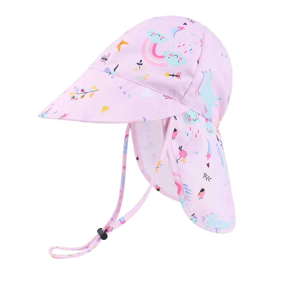 Topi Matahari Musim Panas Kartun untuk Balita dengan Selendang, Pinggiran Lembut, Cepat Kering, untuk Aktivitas Luar Ruangan, untuk Anak Laki-laki dan Perempuan Usia 1-3 Tahun, Topi Pantai dengan Perlindungan UV