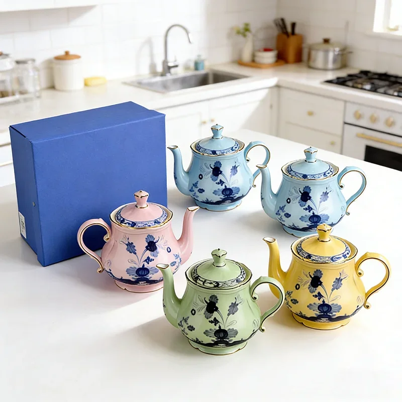 High End Oriental Series Ceramic Gilded Afternoon Tea Pot Household Elegant 600ml Tea Infuser Teapot