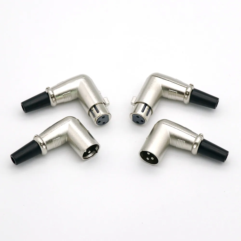 90 Degree Angle 3Pin XLR Male and Female Microphone Audio Cable Connector Metal Cannon Cable Plug Terminals 3Core XLR Mixer Plug