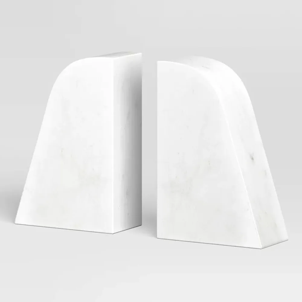 

2pcs Heavy Duty Marble Bookends for Shelves,Decorative Book Ends for Heavy Books,Stone Modern Book Stopper for Shelf Desk Decor