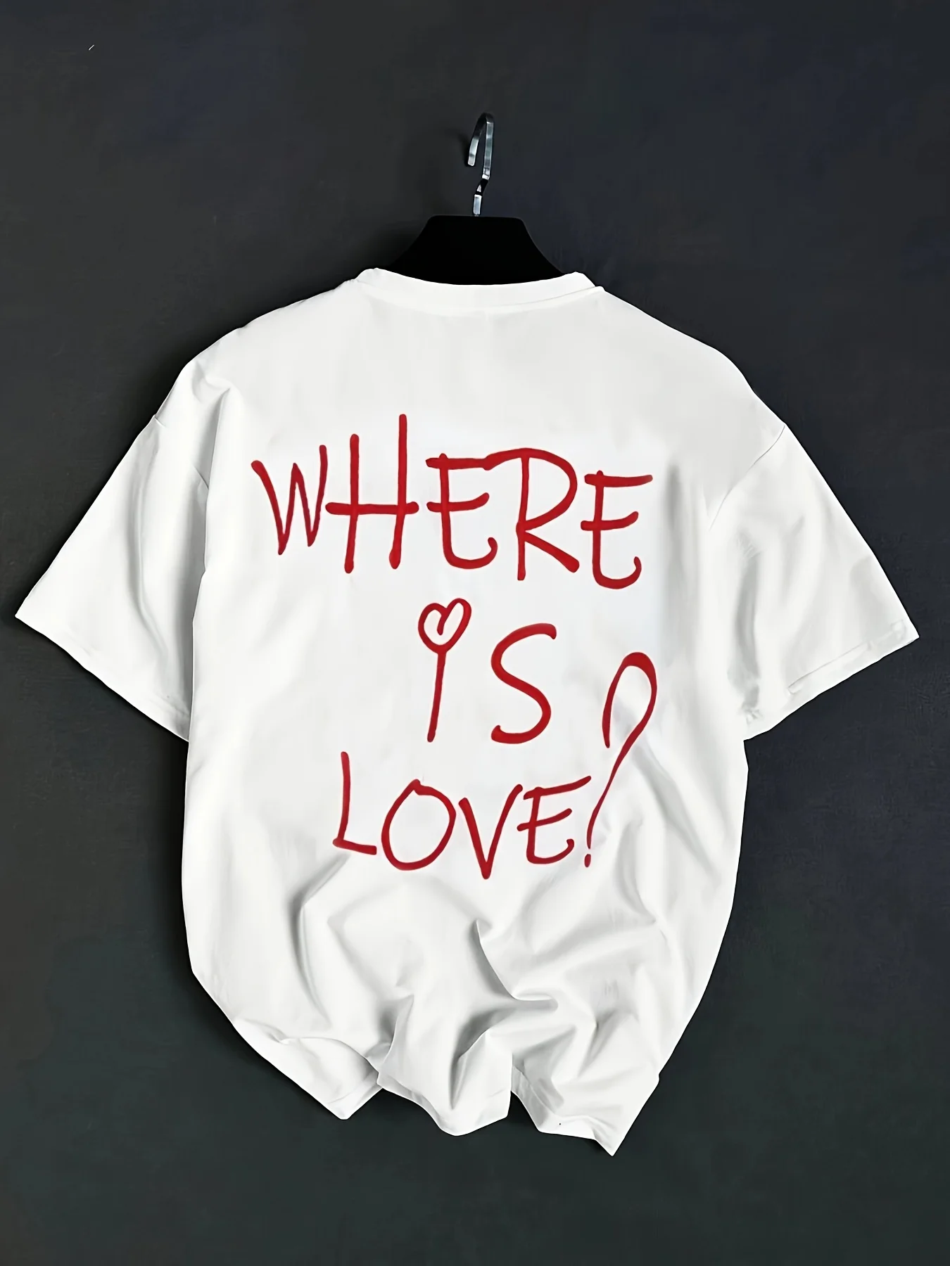 Where Is Love T-Shirt Summer Men's Tracksuit Crew Neck Short Sleeve Top Casual Breathable Sportswear Harajuku Fashion Streetwear