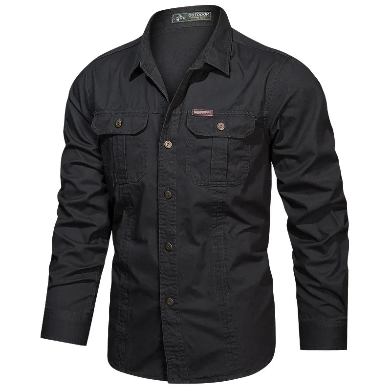 

Pop Brand Cotton Military Shirt Men Spring Casual Cargo Shirts Male Long Sleeves Shirts Camiseta Masculina Plus Size 5XL 6XL
