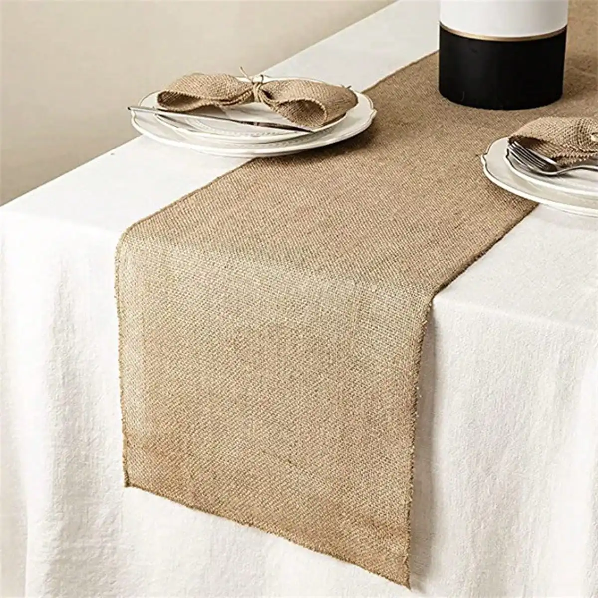 Vintage Coarse Fiber Decorative Table Runner, Wedding Party Banquet Christmas Holiday Table Decoration Burlap Table Runner, Celebration Event Arch Chair Back Decoration Burlap, Home Table Decoration Tablecloth