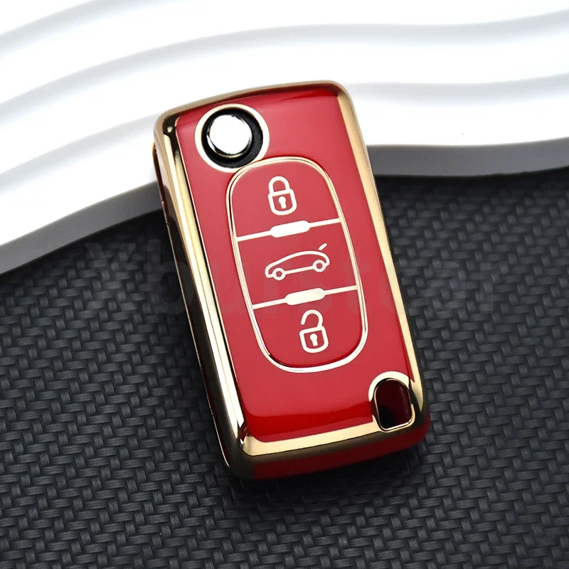 2/3 Buttons Auto Shell Fob for Peugeot 107 207 307 308 407 607 3008 5008 for Citroen Xsara C5 C6 C8 TPU Car Flip Key Case Cover