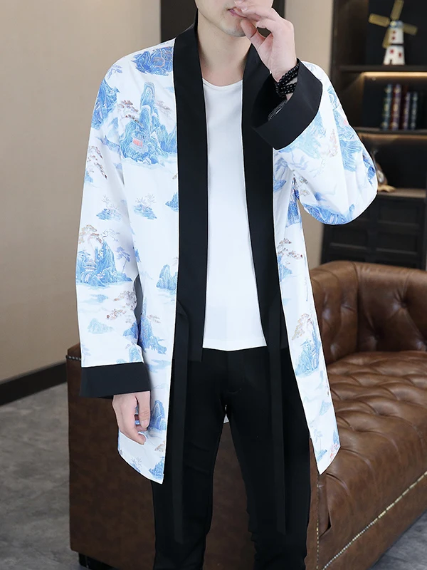 

New Chinese Style Men's Light Jacket Long Summer Sun Protection Coat Vintage Windbreaker Polyester Nylon Composite Fiber