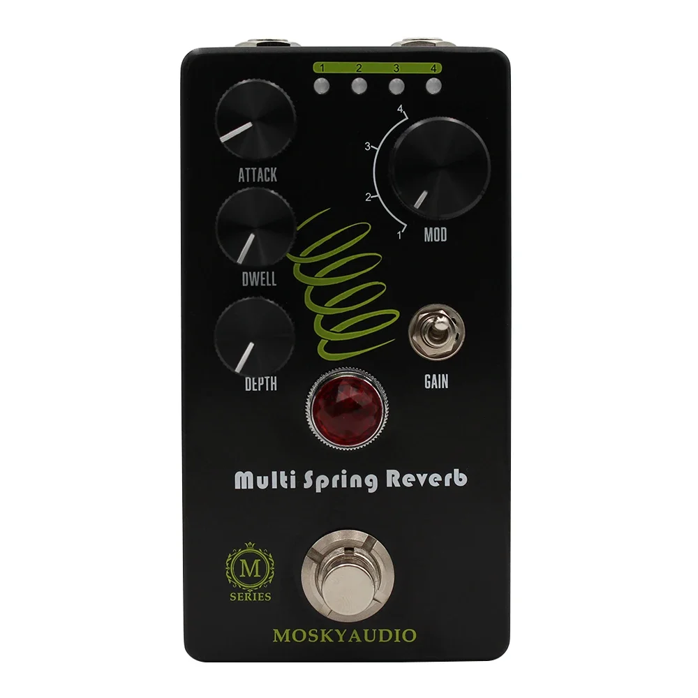 MOSKY Multi Spring Reverb Guitar Bass Effect Pedal Vintage Voiced Reverb Analog/Digital Spring Reverb with 4 Models True Bypass