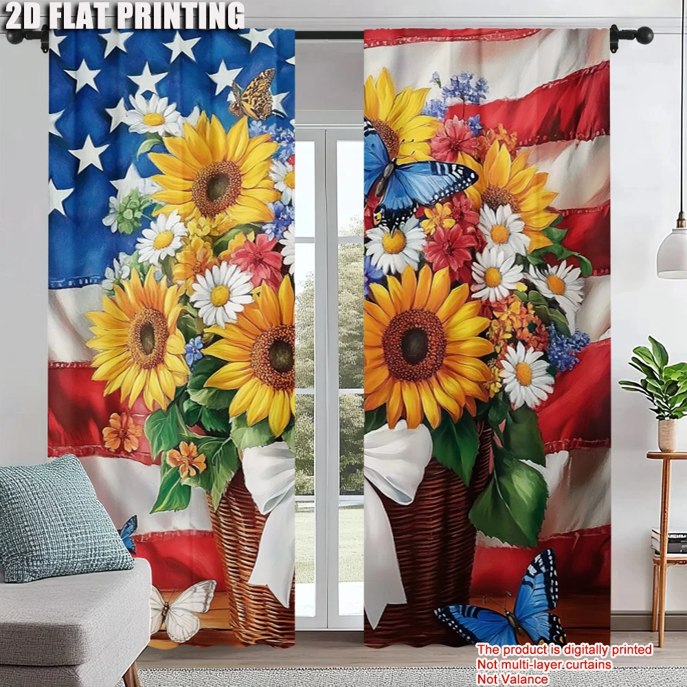 

2pc, Window Drapes Fashion Sunflowers and Chrysanthemum Versatile Fabric,Without Electricity summer party decorations Applies