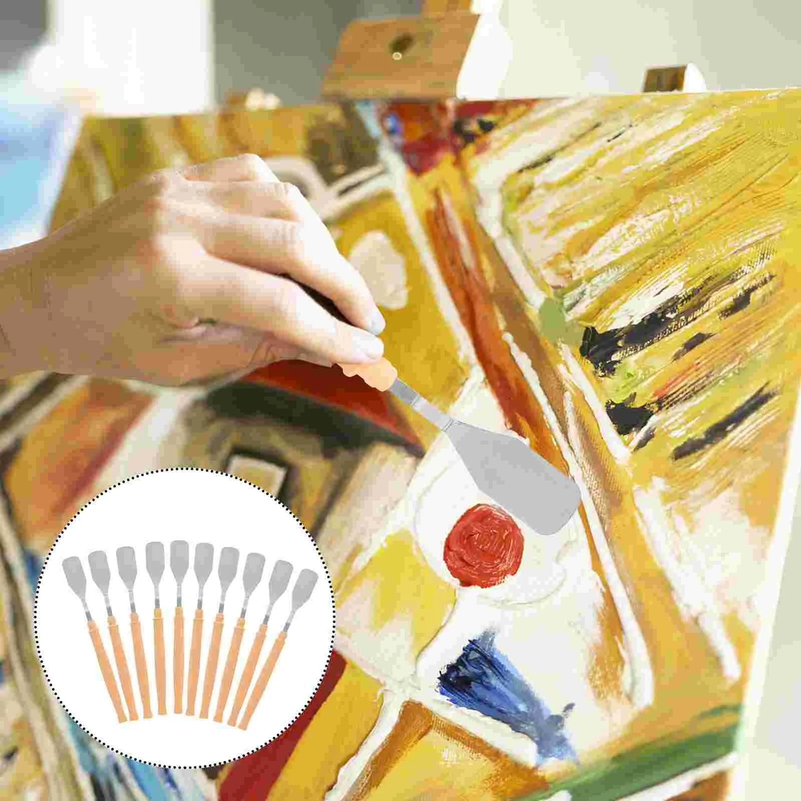 10 Pcs Tool Palette Knife Tools Color Mixing Accessory Stainless Steel Paints