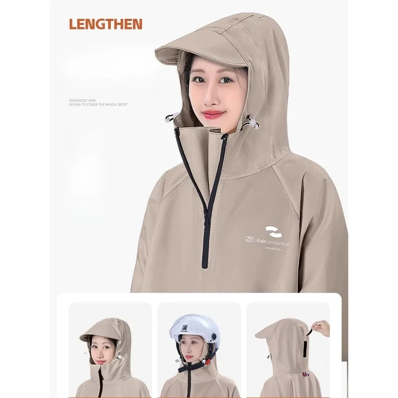 2026 NEW Hooded Motorcycle Raincoat for Women Loose Waterproof Windproof Oxford Cloth Rain Poncho for Electric Scooter