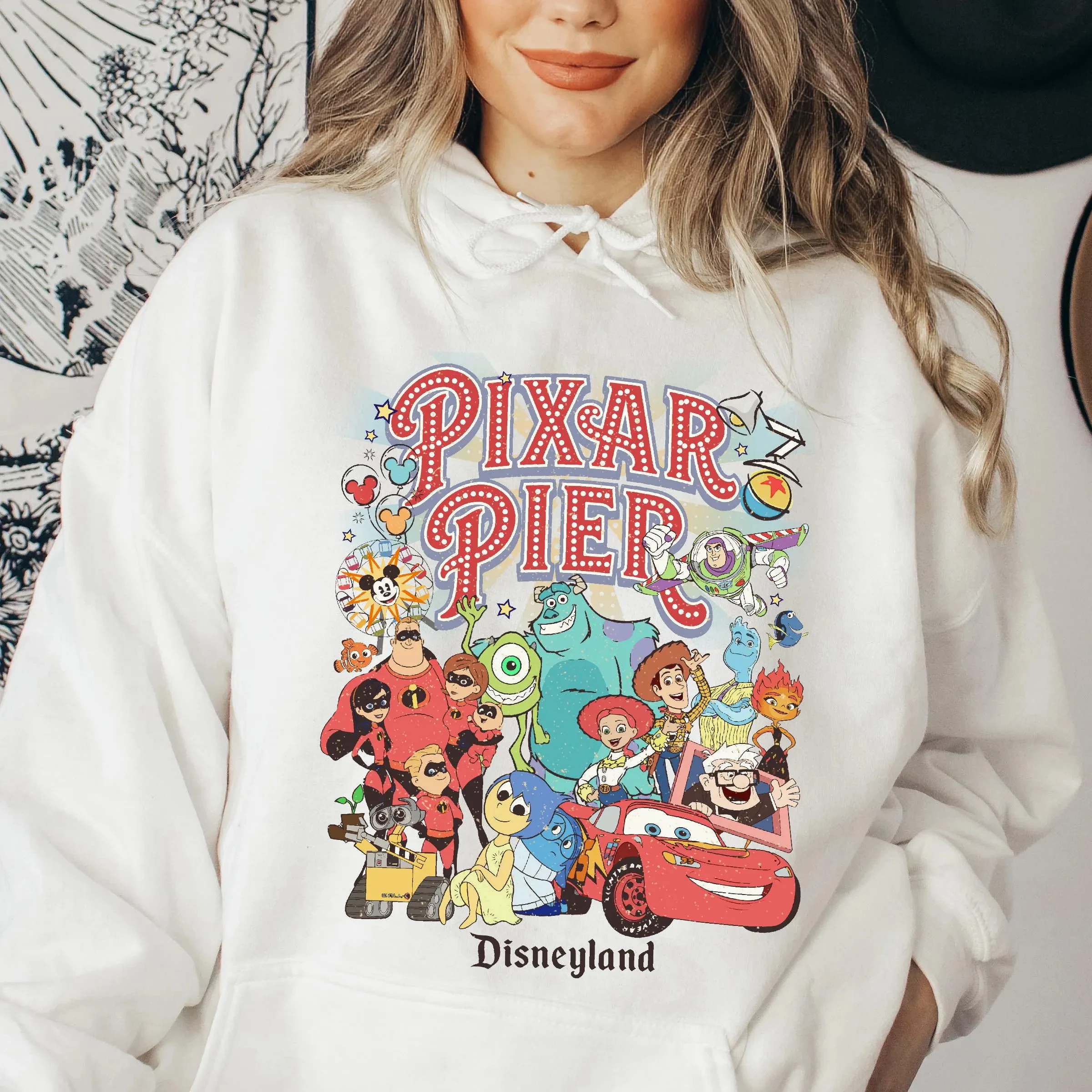 Pixar Pier Disneyland Hoodies – Unisex-Herbst-/Winter-Neue Hoodies – Bequem und lässig für alle Jahreszeiten, Gothic-Kleidung