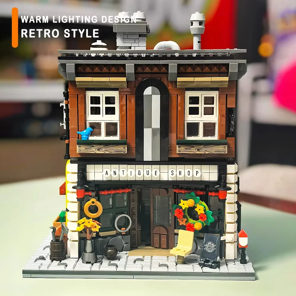 

1950 Pcs Antique Shop MOC, Large Vintage Street DIY Architecture & Detailed Display Model