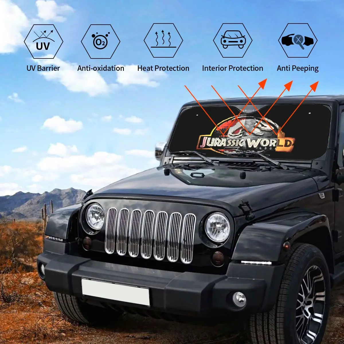 العالم الجوراسي ولادة جديدة ظلة الزجاج الأمامي 2025 الديناصورات فيلم موضة سيارة الزجاج الأمامي 76x140 سنتيمتر الشمس قناع سيارة يغطي #3