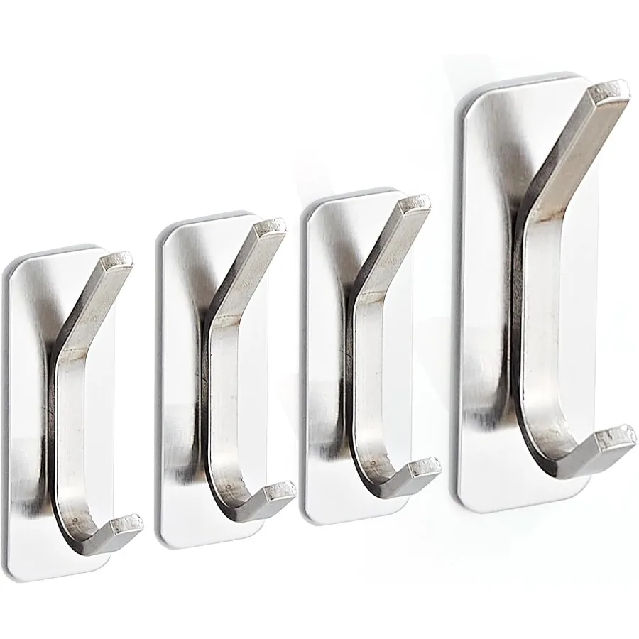 Selbstklebende Handtuchhaken, 4er-Pack, Kleiderhaken aus Edelstahl zum Aufhängen, vielseitige Wandhaken für Badezimmer, Küche, Büro, Schule