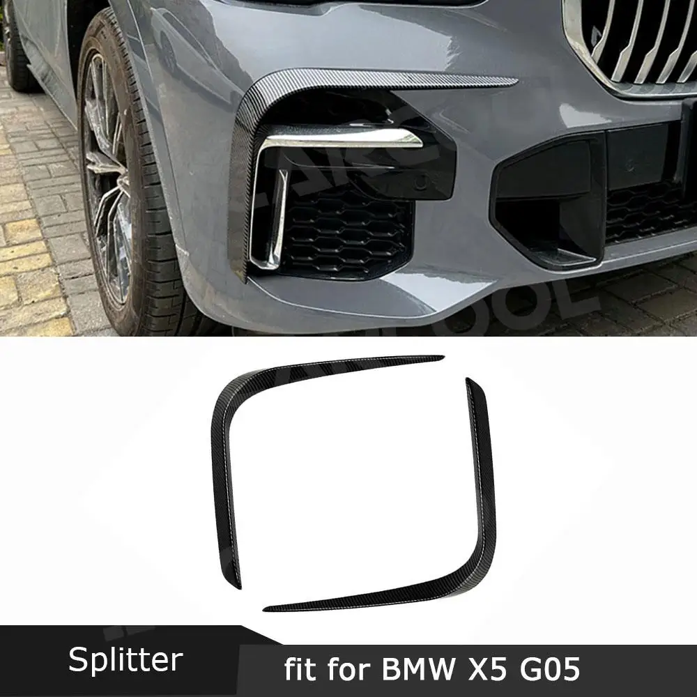 

Carbon Fiber Front Bumper Fog Lamp Frame Trim Strips Covers Bodykits for BMW X5 G05 M Sport 2019 + ABS Decoration Car Styling