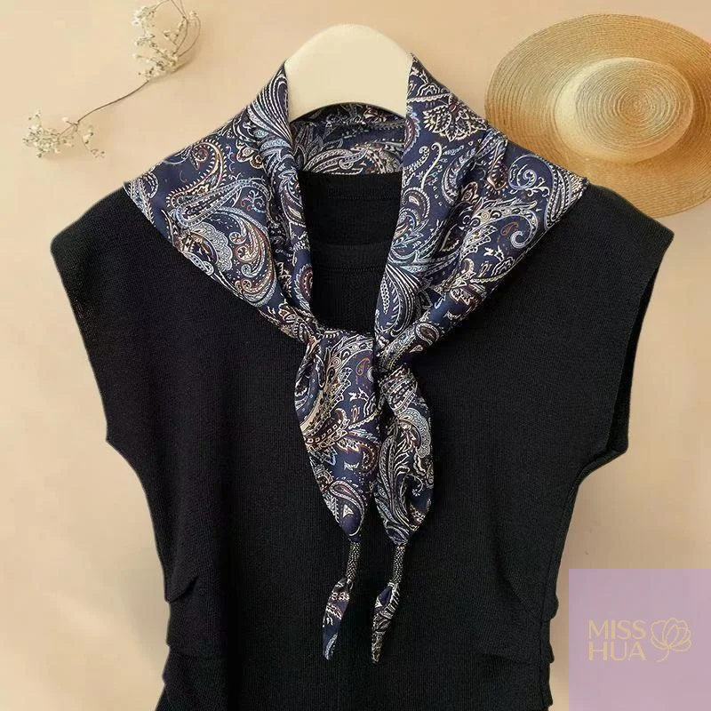 2025 هوا YY المألوف الحرير مثلث وشاح المرأة المطبوعة حك مربوط الخصر التفاف أنيقة خمر نمط الكتف التفاف هوا هوا