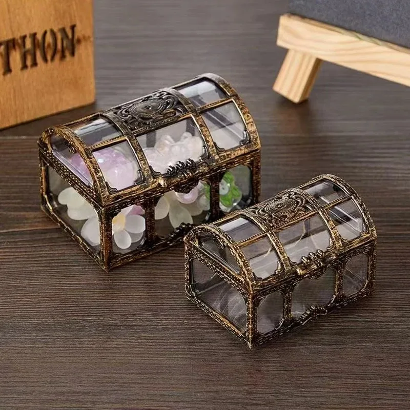 1PC Plastic Transparent Pirate Treasure Box Crystal Gem Jewe