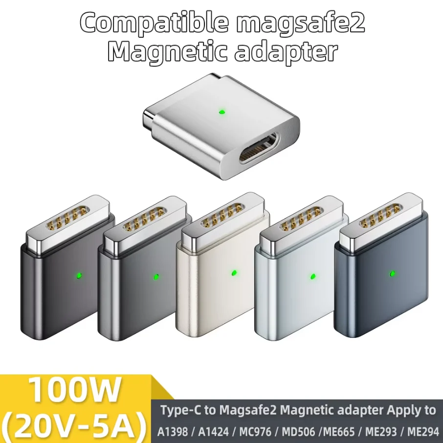 USB-C to MagSafe 2 Magnetic Charging Adapter 100W Fast Charge for MacBook Air Pro A1398/A1424/MC976/MD506/ME665/ME293/ME294