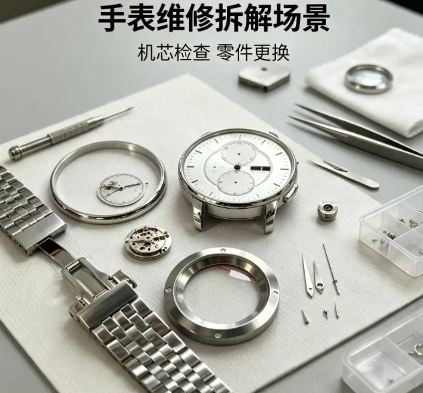 Polished Stainless Steel Watch Case With Crystal Mirror Surface Watch Modification Replacement Accessory