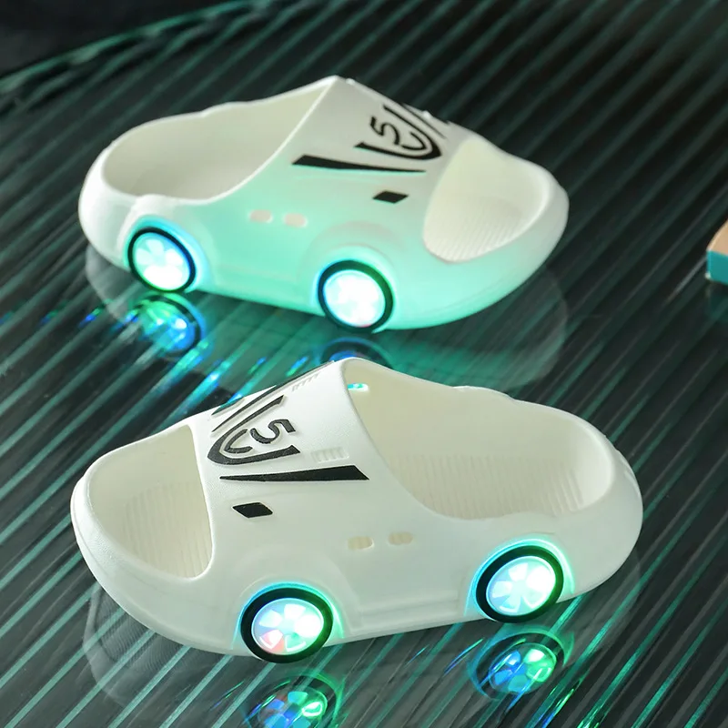 SummerChild Shoes LED Lights Slippers Baby Indoor Antiskid Sandals Boy Girl Luminous Slippers Kid Home Parent-child Sandals