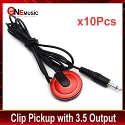 10Pcs Clip Red Case Guitar Pickup Piezo Contact Microphone Pickup with 3.5 Mono Jack Output