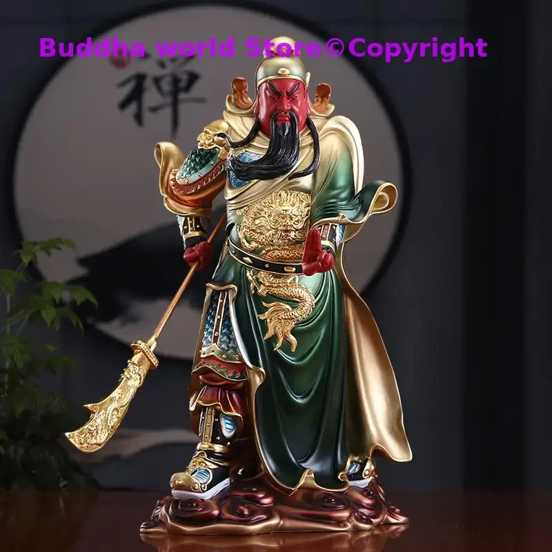 

47CM large Asia high grade gilding copper GOOD LUCK God of wealth GUAN GONG Buddha statue HOME Shop Club BAR Company Decoration