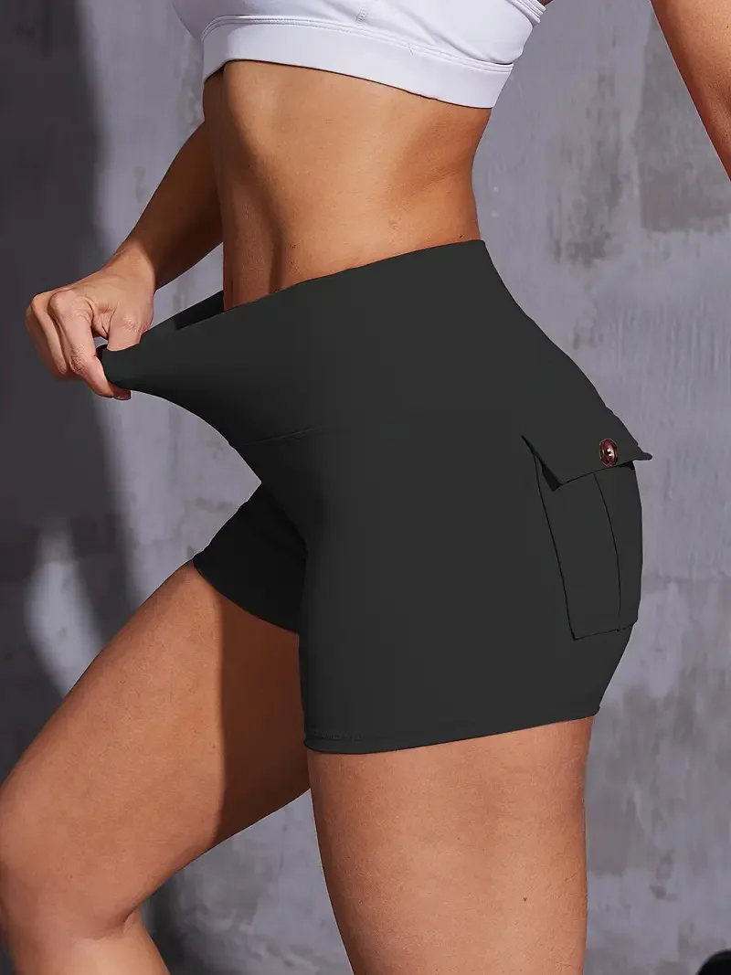 Summer Sportswear Women Yoga Shorts with Pockets High Waist Stretch Tummy Control Gym Clothing Woman Squat Running Pilates