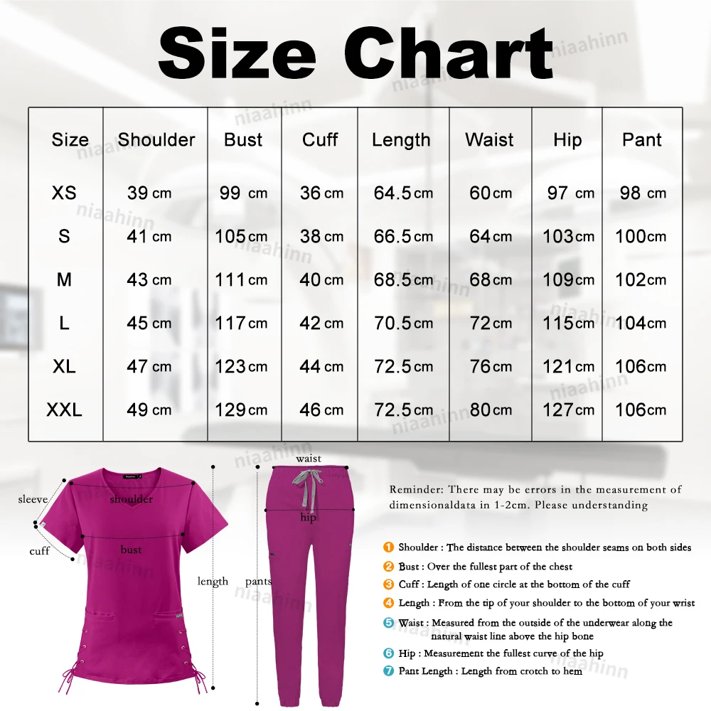 Fashionable V-neck Short Sleeved Top+pants Medical Scrub Two-piece Set Hospital Nursing Cleaning Scrubs Women Veterinary Uniform