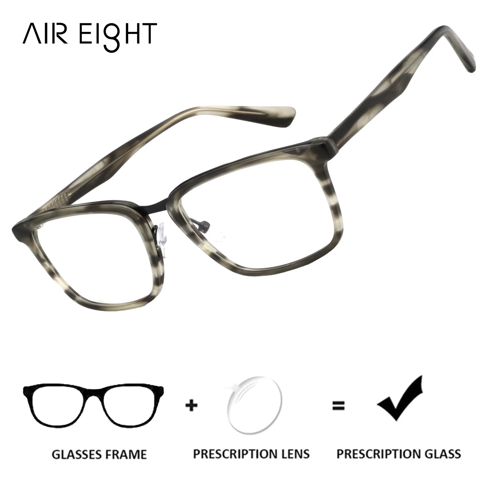 AIR EIGHT Square Acetate for Women Prescription Glasses Graduated Lenses Optical Photochromic Blue Light Filter Elegant Eyewear