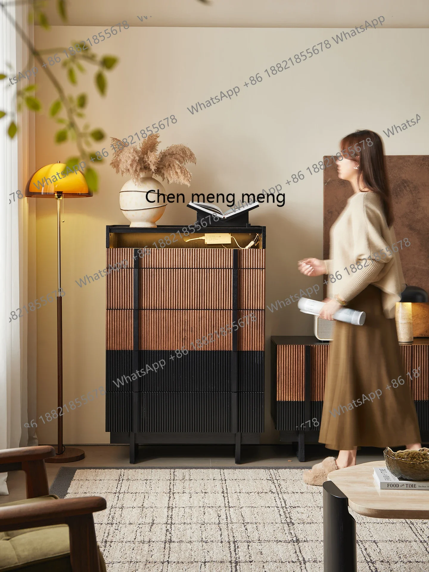 Mujian Chest of Drawers/Second-Hand Solid Wood Five-Drawer Chest Small  Living Room Wall-Mounted Storage Cabinet Bedside Cabinet