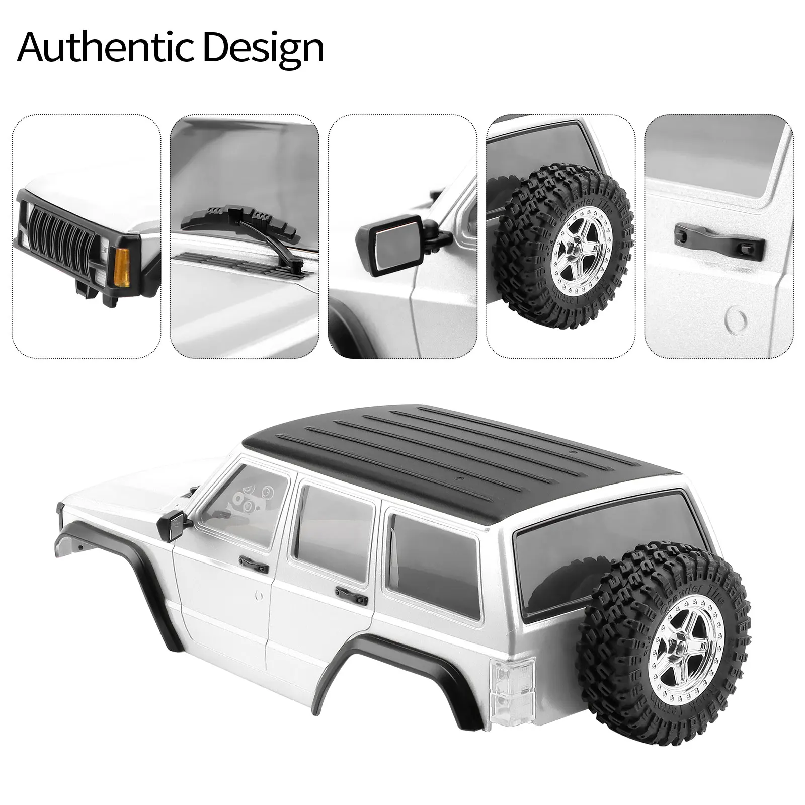 DashRC – coque de carrosserie RC à empattement de 6.10 pouces, corps Cherokee ABS avec pare-chocs avant et arrière pour chenille 1/18 RC TRX4M