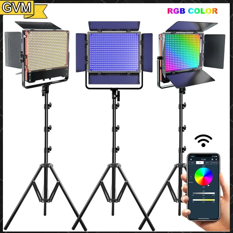 GVM 50SM Double-sided LED Light RGB+Bi-Color Panel Light with APP Control Stuido Photography Video Light kit for YouTube, Studio