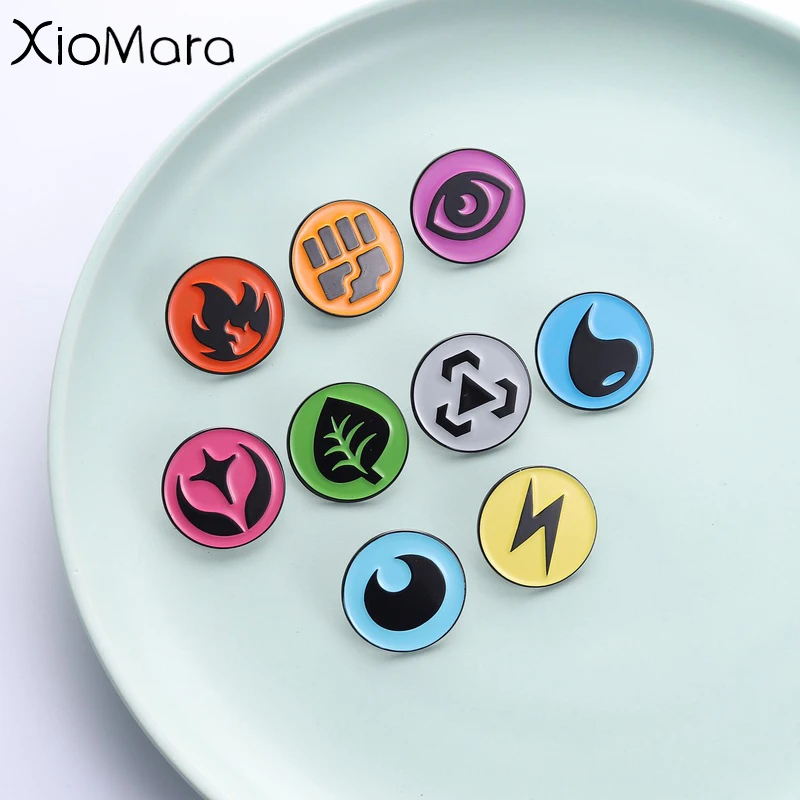 Fun Type Symbol Enamel Pin Anime Game Element Brooch Lapel Badges Backpack Accessories Gifts for Friends