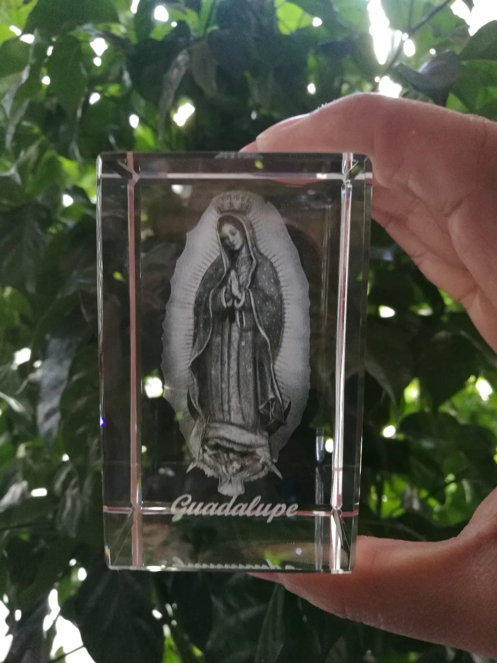 HOT SALE GIFT # HOME ART The Virgin Mary Catholic Our Lady of Guadalupe Figurine 3D Crystal statue