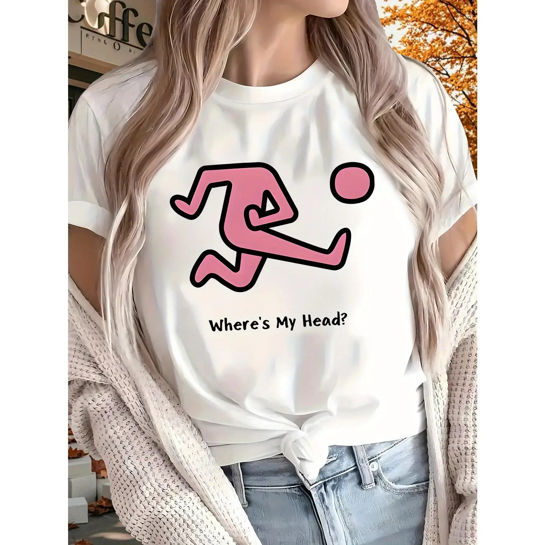 

Funny Where's My Head T-shirt Humor Graphic Tops Women's Mental Health Tee I'm Fine Quotes Tees Forgetful Gift