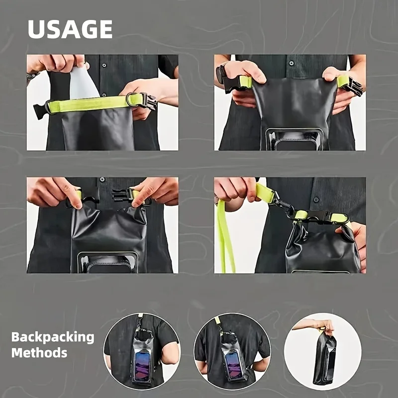 Waterproof PVC Dry Bag 5L 2L Swimming Diving Rafting Floating Shoulder Outdoor Beach Sport Kayaking Travel Crossbody Bag Surfing