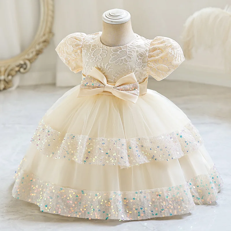 Blumenjunge Pengpeng Kleid Prinzessinnenkleid Mädchenkleid Kleines und mittleres Kinderkleid Hochzeitskleid 1-6 Jahre alte Kinder