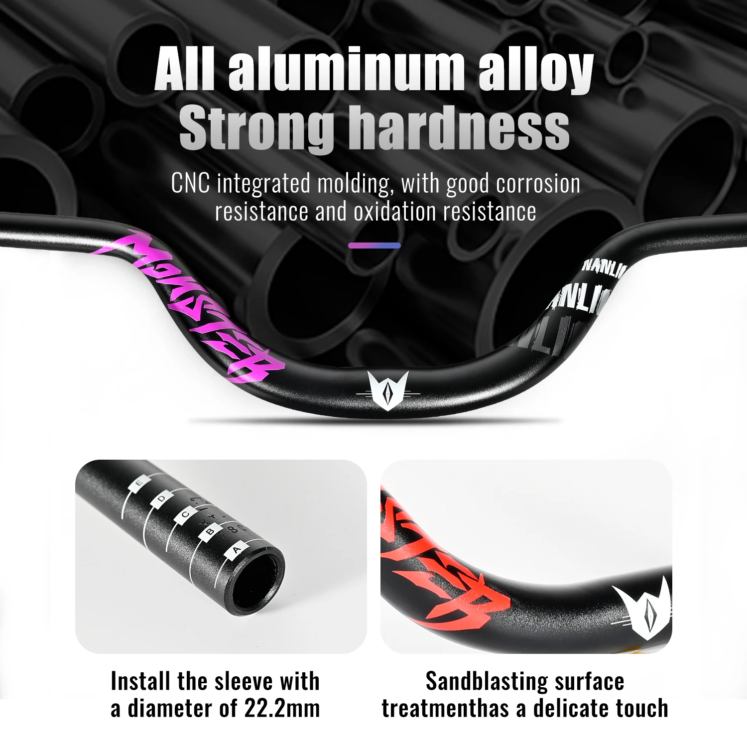 NanLio Bike Swallow-Shaped Handlebar 31.8*780mm MTB Bicycle Rise Handlebar Mountain Bike Rise Handle Bar 90mm Rise Bicycle Parts