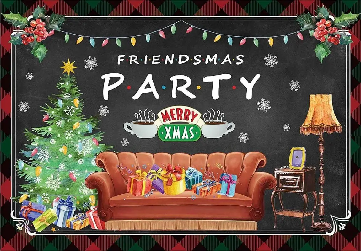 Christmas Backdrop Party Decorations Winter Merry Christmas Photography Background Merry Friendsmas Decorations Xmas Banner