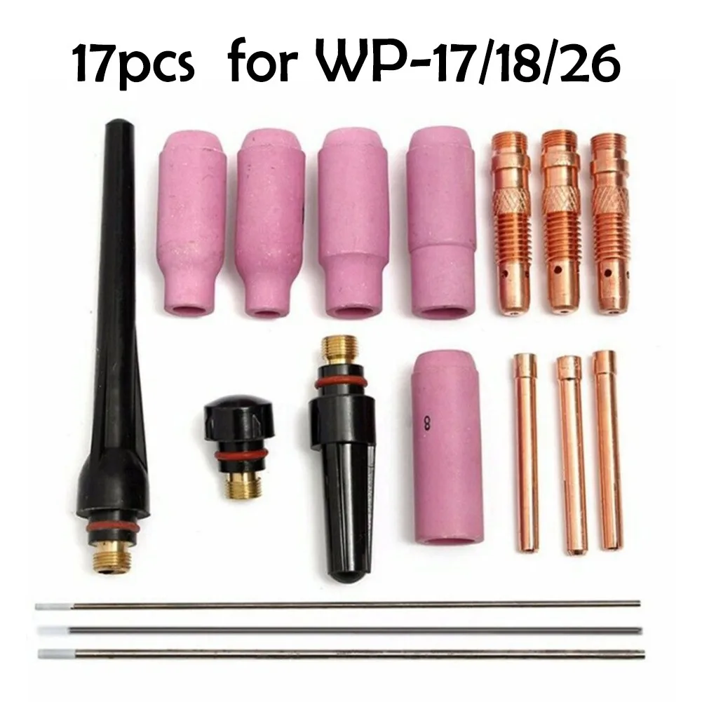 

Useful Welding Torch Consumables Gas Lens Accessories Collet Glass Cup Nozzles Replacement Set TIG WP-17/18/26