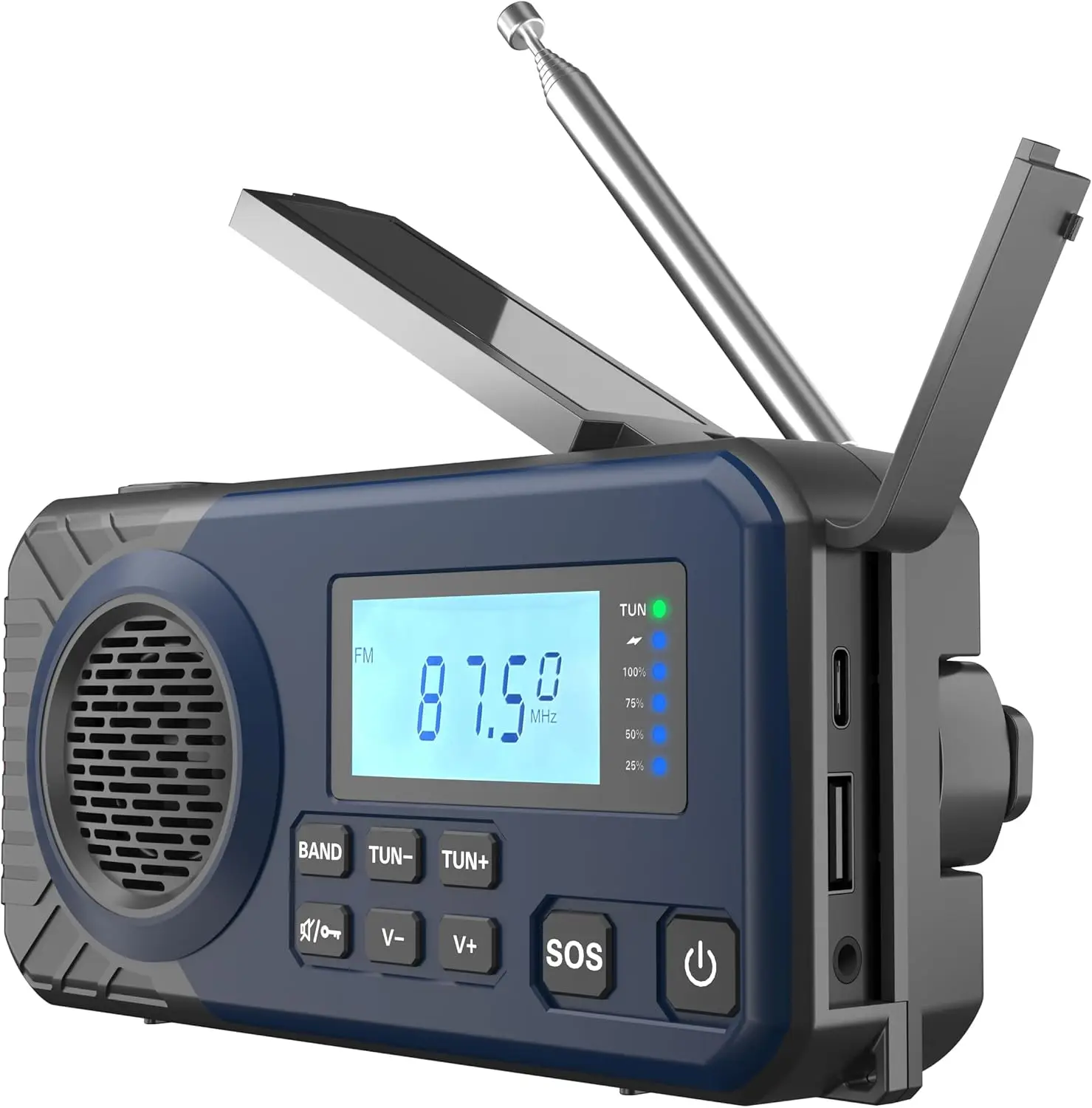 

4000 мАч портативное аварийное радио на солнечной энергии с ручным зарядным устройством AM/FM погодное радио светодиодный фонарик для чтения банк зарядное устройство для телефона