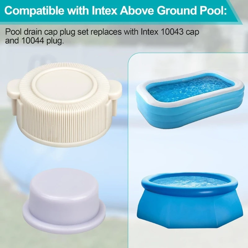 Q39E Professional Pool Drain Valves Maintenance Set 2 Cover 2 Plugs ABS Materials