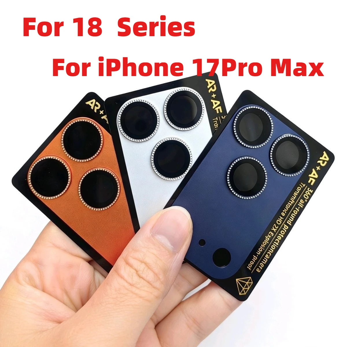 Himmelblauer AR+AF Kameraschutz für iPhone 18Pro Max 17Pro Aluminium-Metallring Kratzfester Vollschutz-Objektivschutz aus gehärtetem Glas