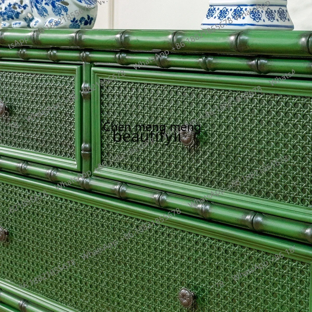 Bucket cabinet retro style entrance bamboo joint four pumping large capacity storage household decoration cabinet