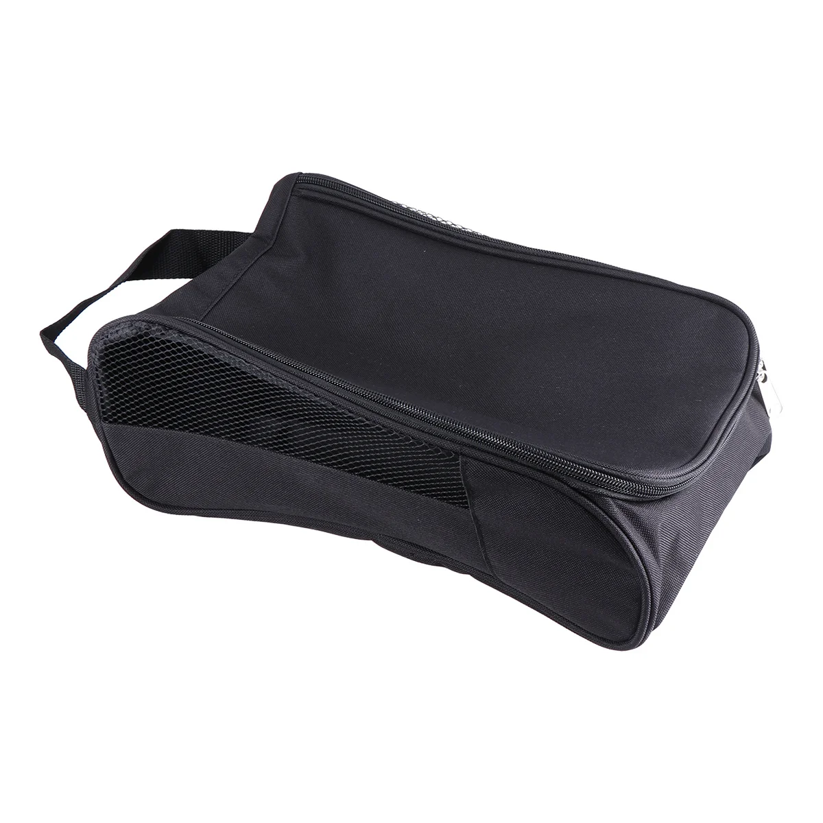 Black Ventilated Shoe Bag for Golf Zippered Carrier Protects Shoes Durable Travel Shoe Storage Pouch for Soccer Tennis