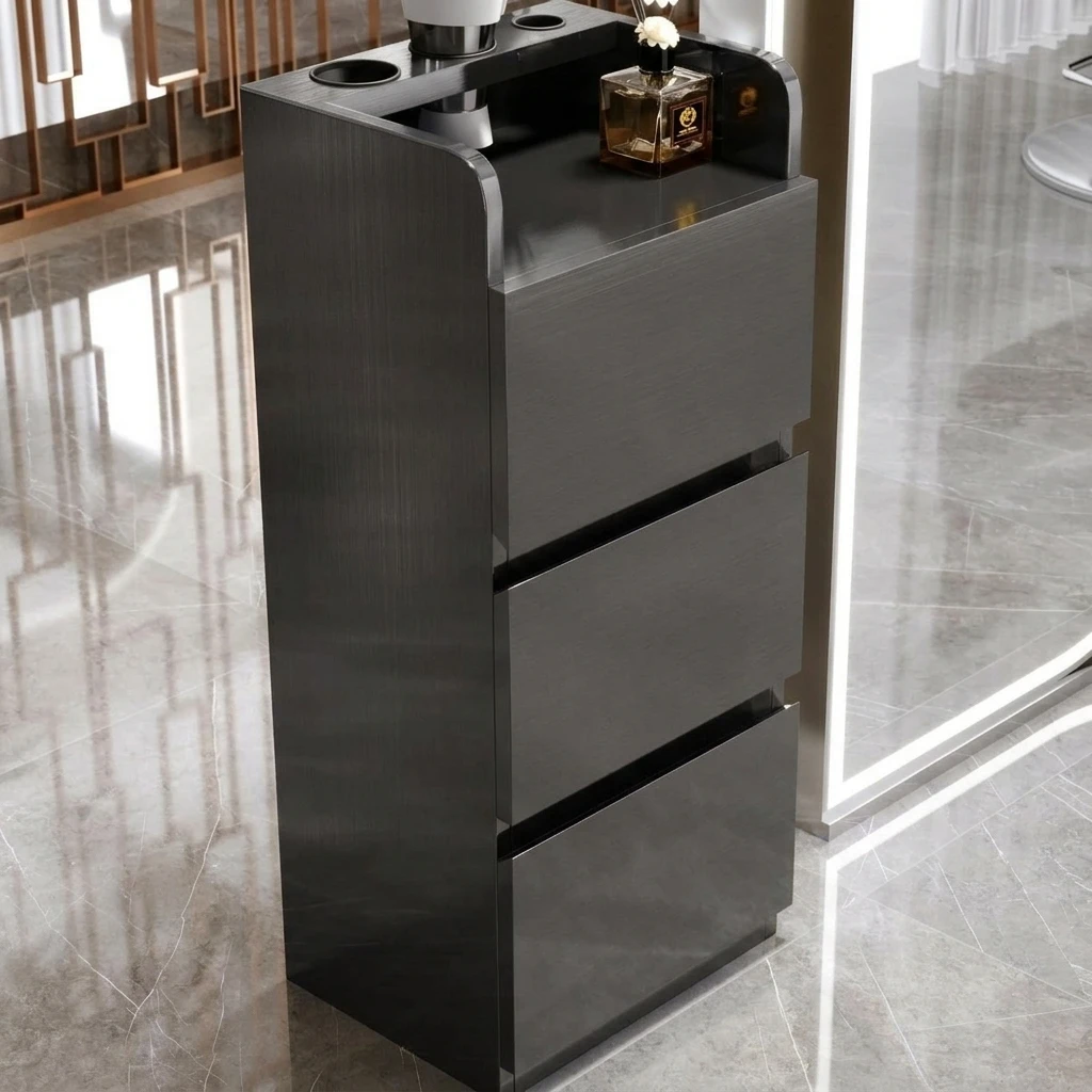 New Multi-Layer Stainless Steel Storage Tool Cabinet for Hair Salons Haircut Furniture for Barber Shops